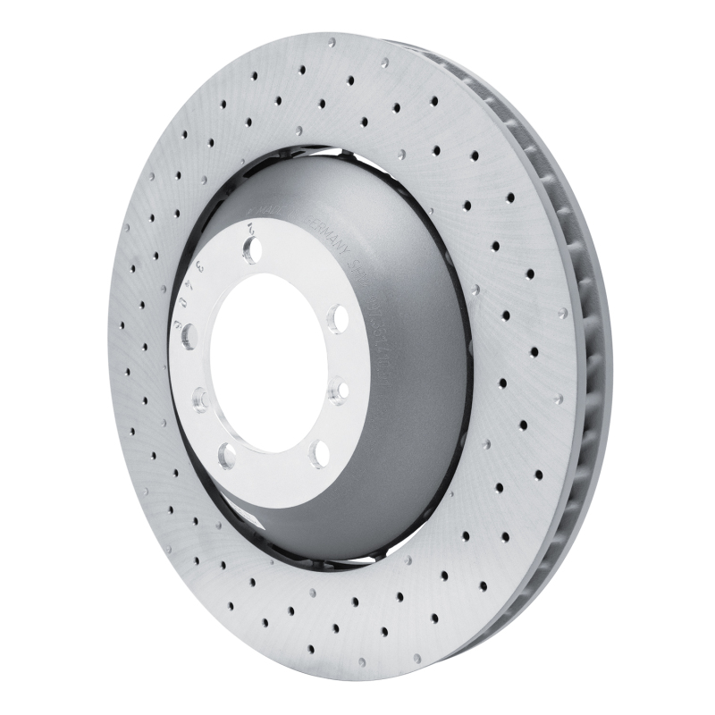 Porsche 911 Brake Rotor (1) - Front - R1 Concepts - Drilled Carbon Alloy GeoMET - `10-`11
